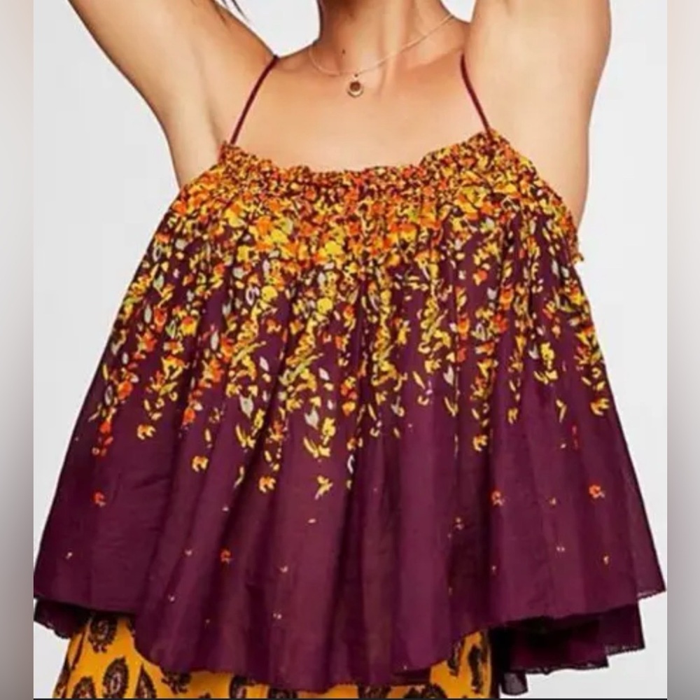 Free People Instant Crush Camisole in Purple (Burgundy / Plum, Yellow, Orange) S